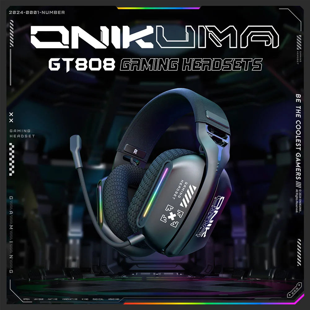 ONIKUMA Wireless Gaming Headset 3 Modes with Bendable HD Mic & Immersive Sound
