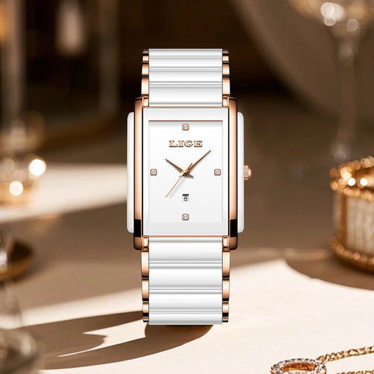 Elegant Square Ceramic Women’s Watch
