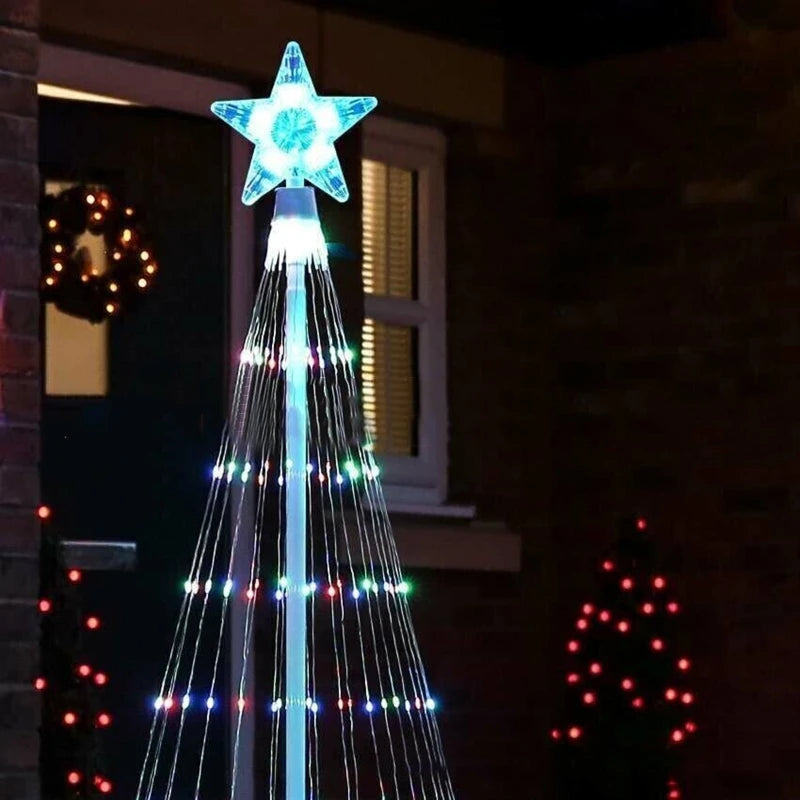 Christmas Tree Waterfall Star Lights