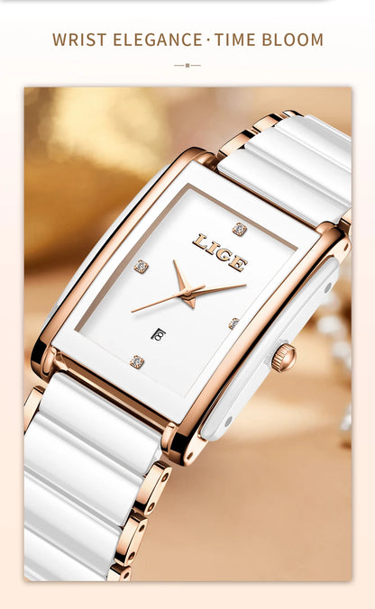 Elegant Square Ceramic Women’s Watch