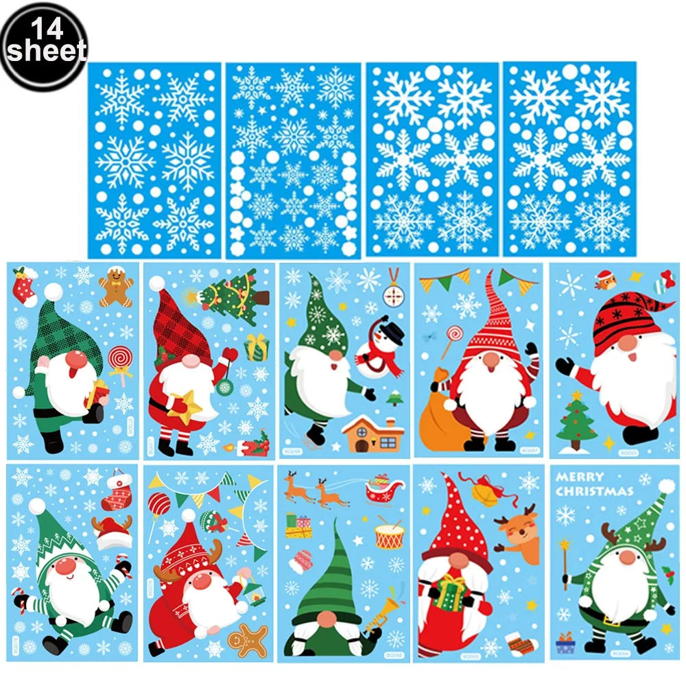 Santa & Reindeer Christmas Window Clings