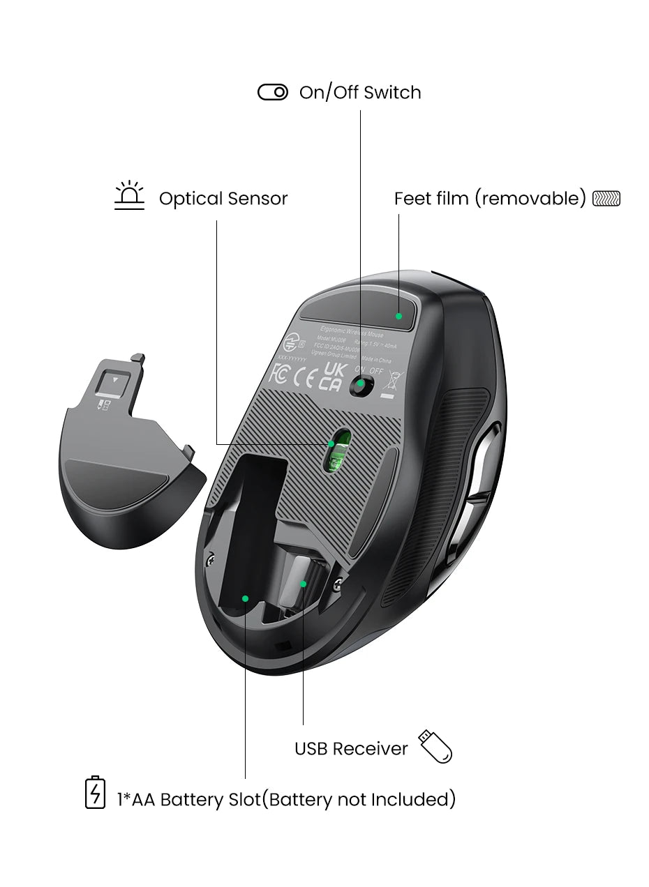 UGREEN Wireless Ergonomic Mouse