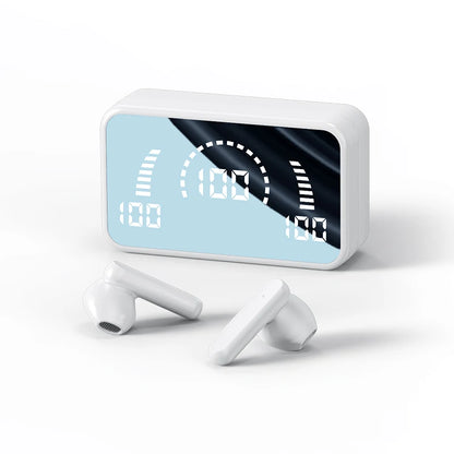 Wireless Bluetooth Headset with Charge Box Noise Cancelling LED Earbuds with Mic Wireless Headphones Bluetooth Earphones