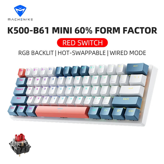 Machenike K500 B61 60% Mechanical Keyboard – Wired RGB & Hot-Swappable