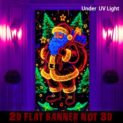 Neon Santa Christmas Hanging Flag