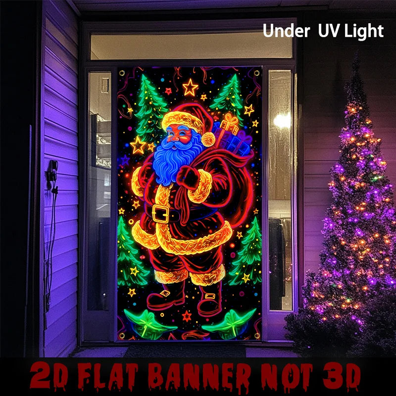 Neon Santa Christmas Hanging Flag