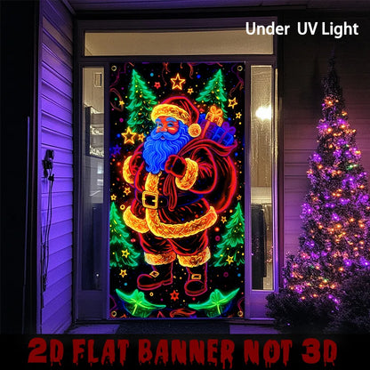 Neon Santa Christmas Hanging Flag