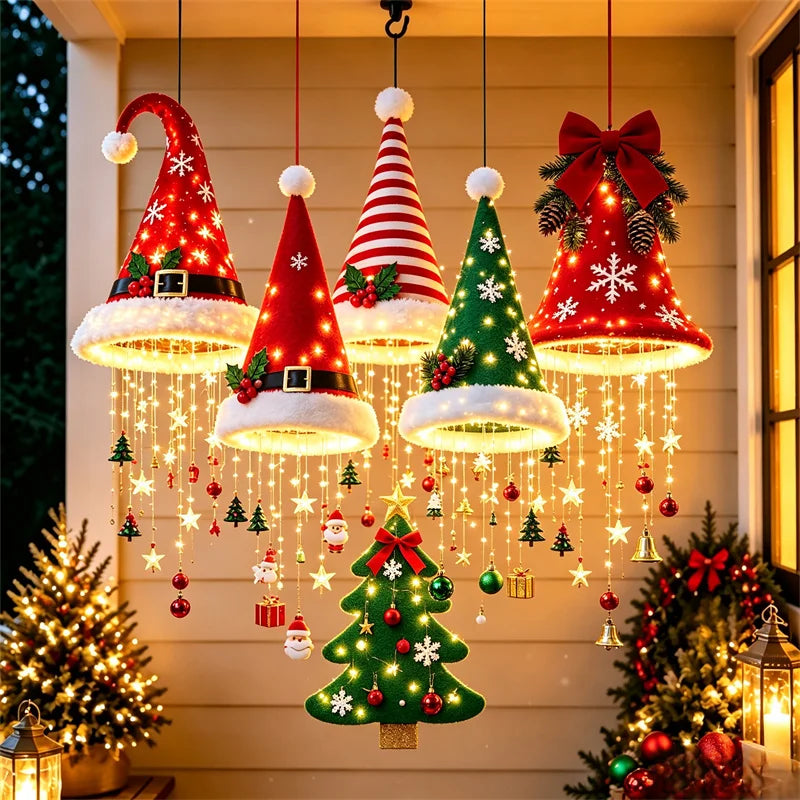 Lighted Santa Hat Christmas Chandelier