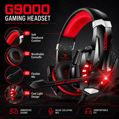 G9000 Wired Gaming Headset with Microphone & LED Light