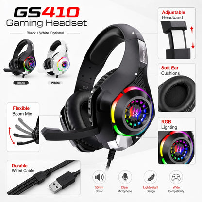GS410 Wired RGB Gaming Headset with Microphone – 3.5mm