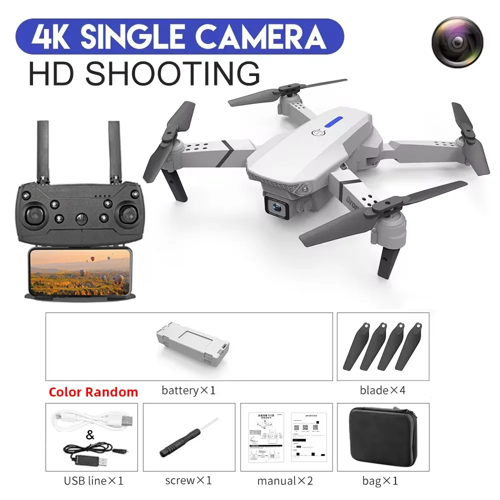 Pro WiFi FPV Drone - Single/Dual 4K/1080P Camera, Wide-Angle HD, Altitude Hold, Foldable Quadcopter RC Helicopter Toy