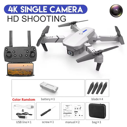 Pro WiFi FPV Drone - Single/Dual 4K/1080P Camera, Wide-Angle HD, Altitude Hold, Foldable Quadcopter RC Helicopter Toy