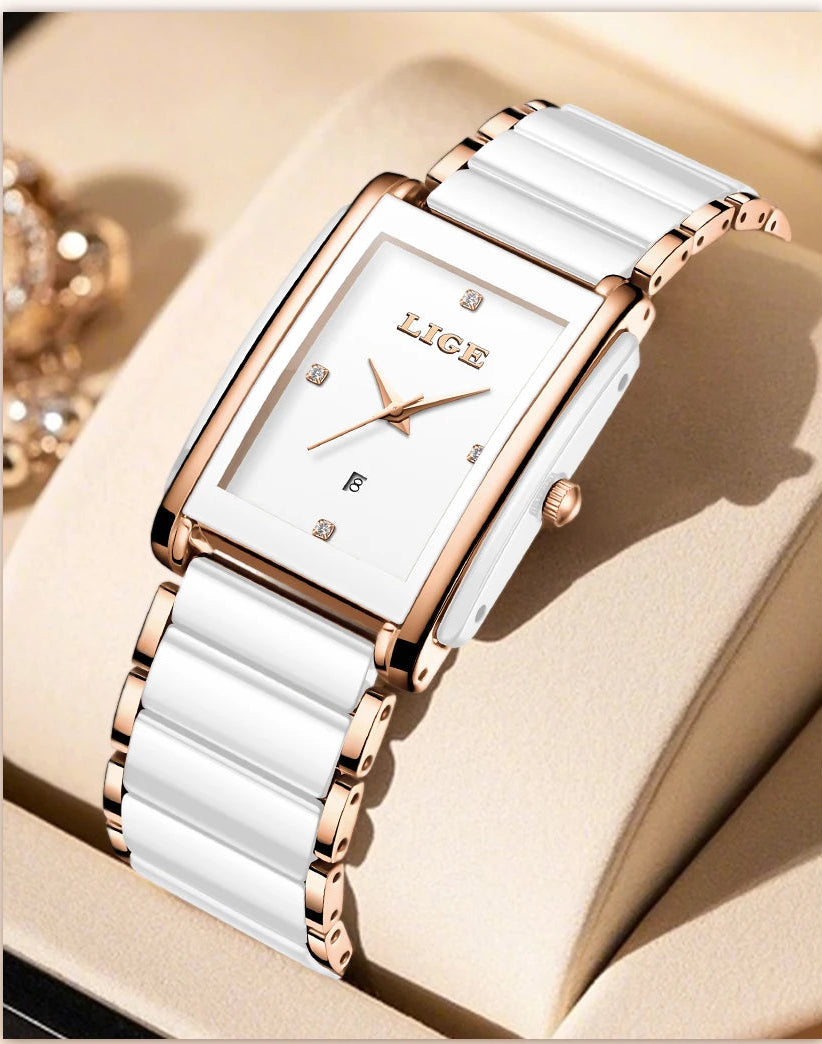 Elegant Square Ceramic Women’s Watch