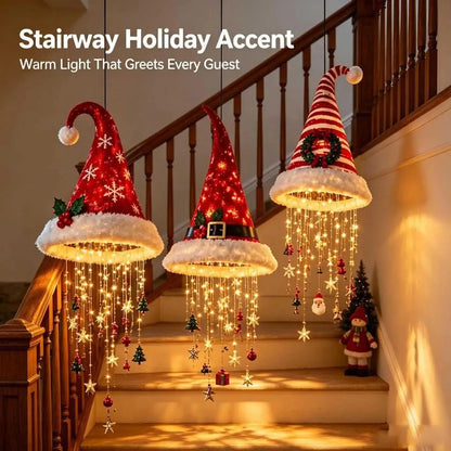 Lighted Santa Hat Christmas Chandelier