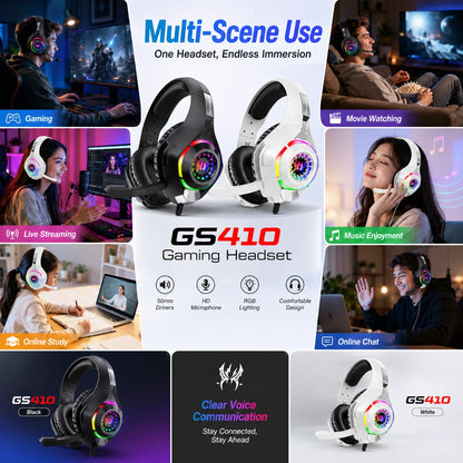 GS410 Wired RGB Gaming Headset with Microphone – 3.5mm