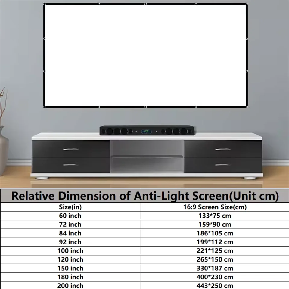 16:9 HD Display Various Sizes Projection Screen 4K High Quality for Home Office Household Bedroom Accessories