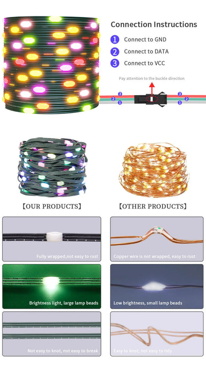 Addressable RGB Christmas LED String Lights