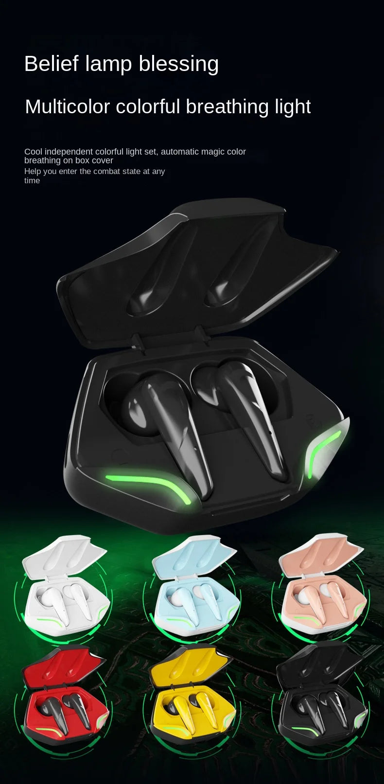 TWS Gaming Earbuds, 3D Surround Stereo, Low Latency, Wireless Headset with Mic