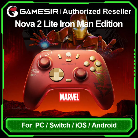 GameSir Nova 2 Lite Iron Man Edition Wireless Game Controller – Tri-Mode for PC, Switch, Android & iOS