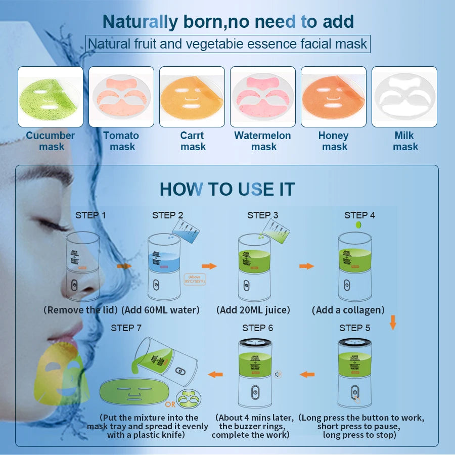 Face Mask Maker Machine Facial Treatment DIY Automatic Fruit Natural Vegetable Collagen Home Use Beauty Salon SPA beauty Device - Global Mix