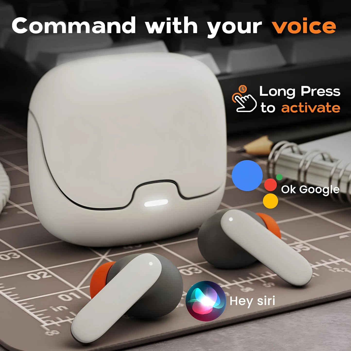 Wireless Earbuds Low Latency Game Earphones Mic Noise Reduction Fast Charging Game Mode Listen Music