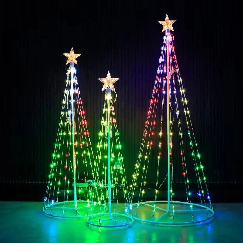 Christmas Tree Waterfall Star Lights