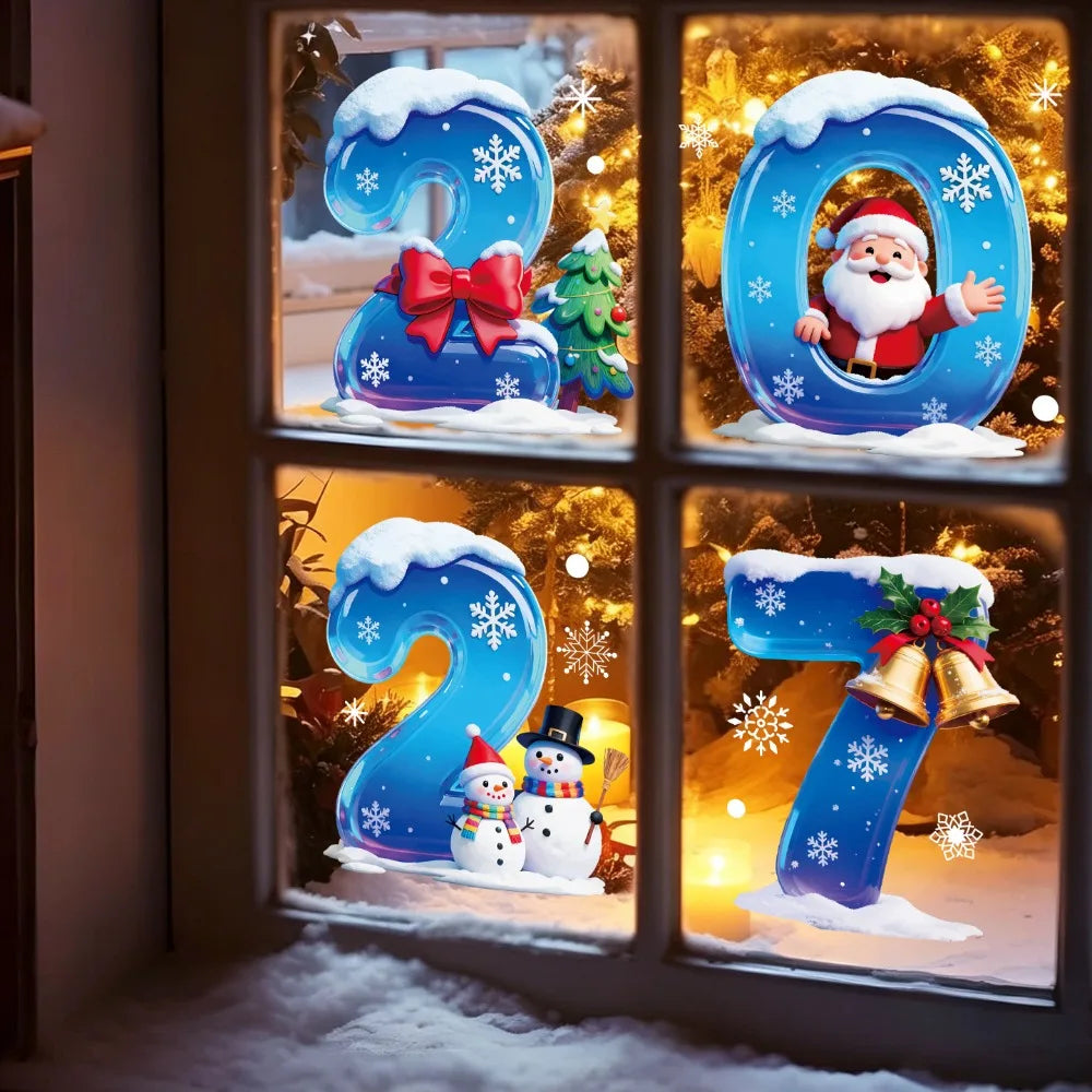Santa & Snowman Christmas Window Clings