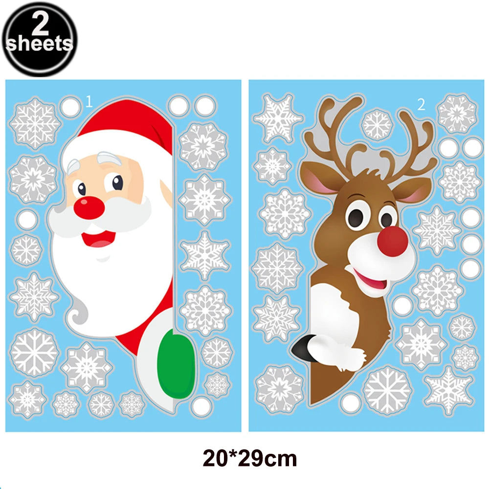 Santa & Reindeer Christmas Window Clings