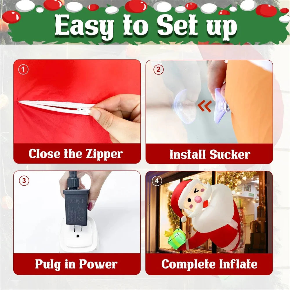 Inflatable Climbing Santa & Elf Christmas Decoration