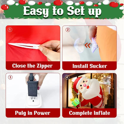 Inflatable Climbing Santa & Elf Christmas Decoration