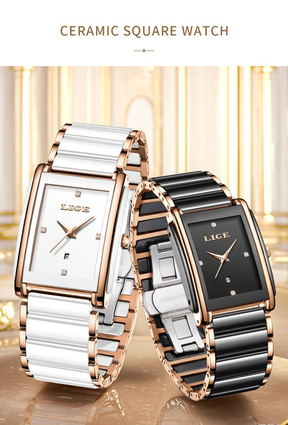 Elegant Square Ceramic Women’s Watch