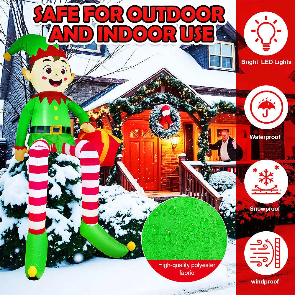 Inflatable Climbing Santa & Elf Christmas Decoration
