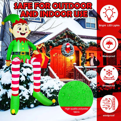 Inflatable Climbing Santa & Elf Christmas Decoration