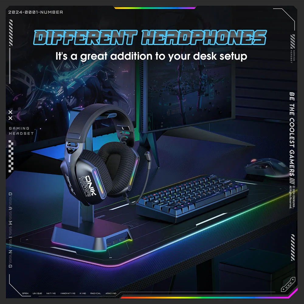 ONIKUMA Wireless Gaming Headset 3 Modes with Bendable HD Mic & Immersive Sound