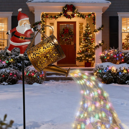 Solar Santa Watering Can Christmas Lights