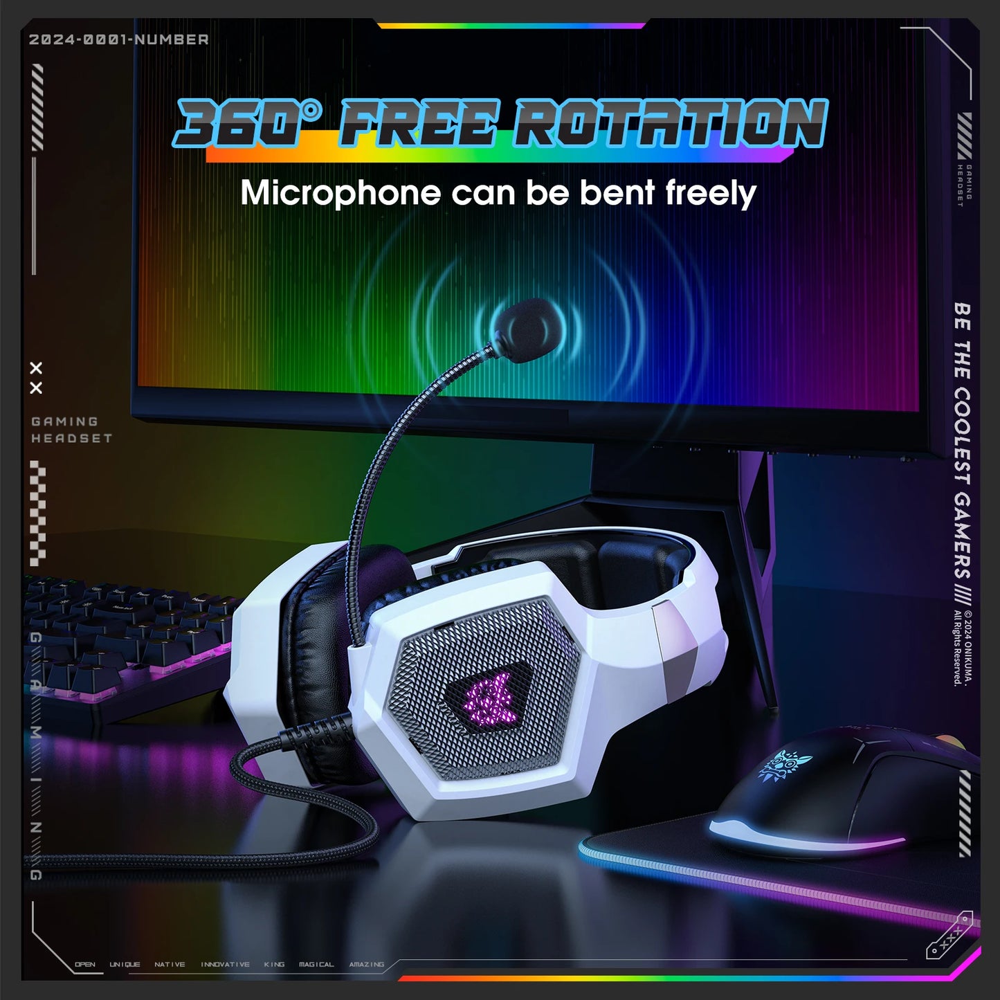 Gaming Headset W/Mic - Noise-Cancelling Mic, 7.1 Surround Sound, RGB Lights - PS5/PS4/Xbox/PC - Over-Ear Wired (3.5mm)