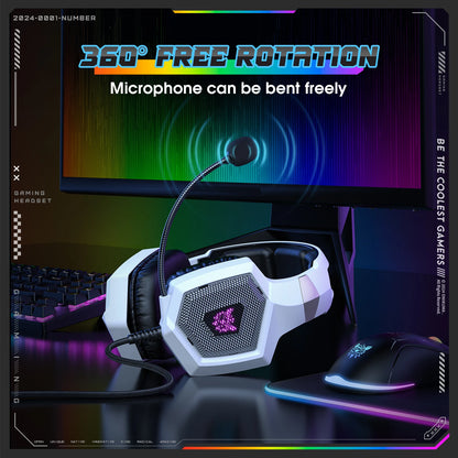 Gaming Headset W/Mic - Noise-Cancelling Mic, 7.1 Surround Sound, RGB Lights - PS5/PS4/Xbox/PC - Over-Ear Wired (3.5mm)