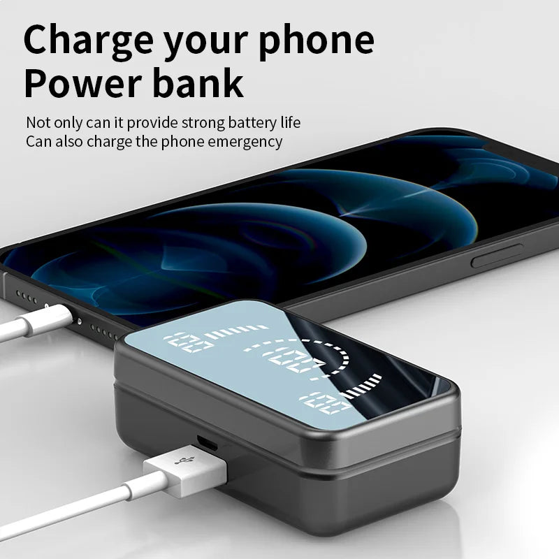 Wireless Bluetooth Headset with Charge Box Noise Cancelling LED Earbuds with Mic Wireless Headphones Bluetooth Earphones