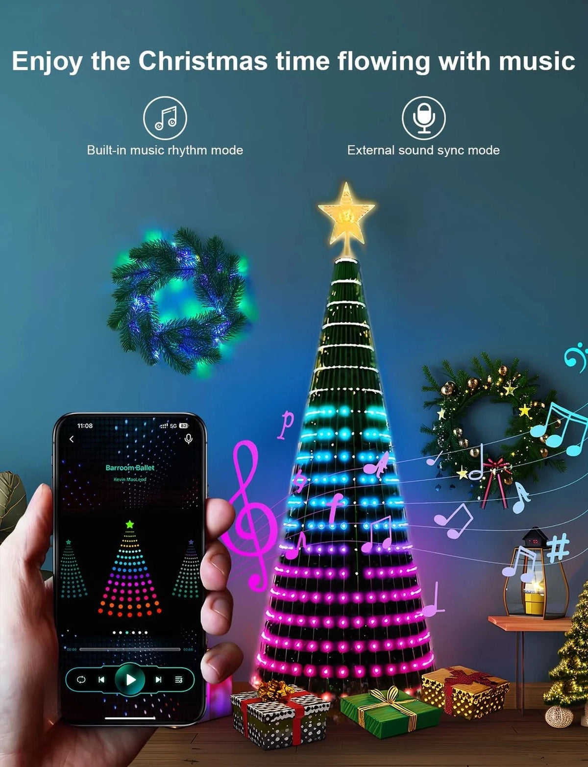 Smart Christmas Tree Lights with Star Topper