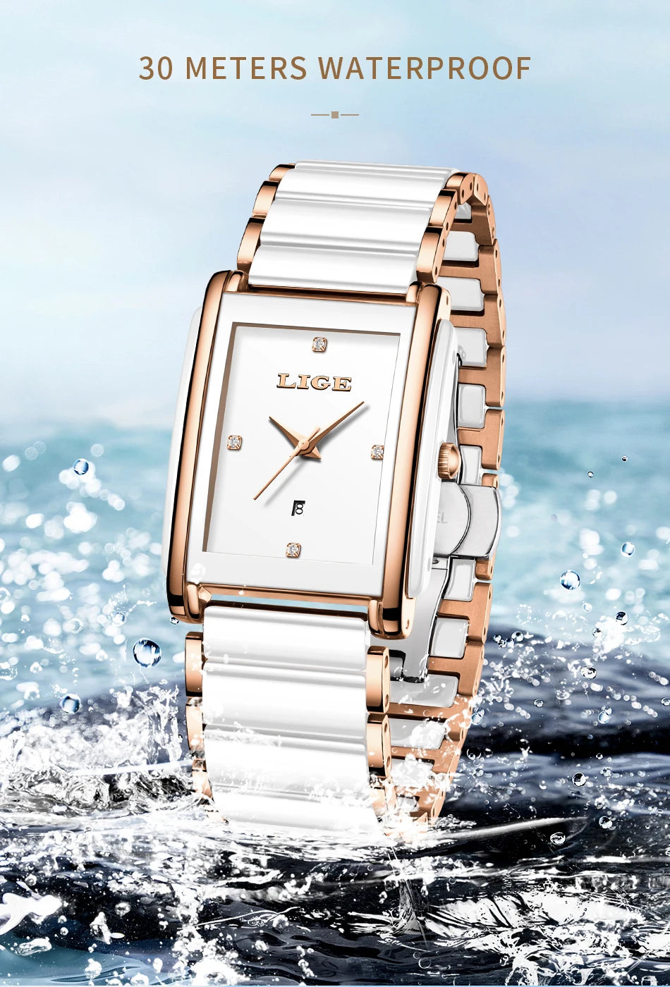 Elegant Square Ceramic Women’s Watch