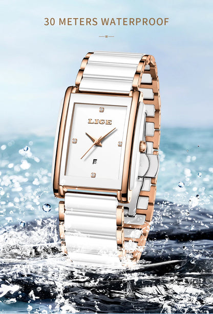 Elegant Square Ceramic Women’s Watch