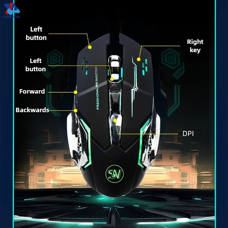 Rechargeable Wireless Gaming Mouse Bluetooth USB E-Sports Backlight