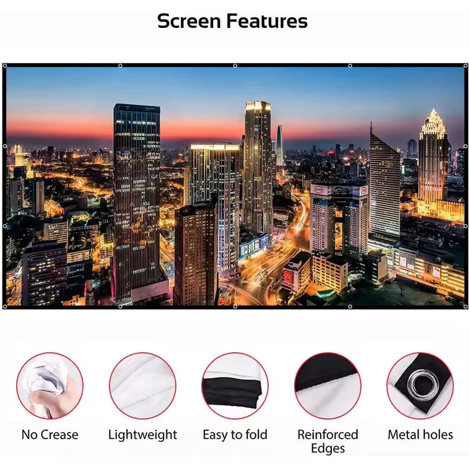 16:9 HD Display Various Sizes Projection Screen 4K High Quality for Home Office Household Bedroom Accessories