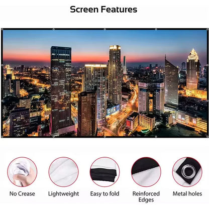 16:9 HD Display Various Sizes Projection Screen 4K High Quality for Home Office Household Bedroom Accessories