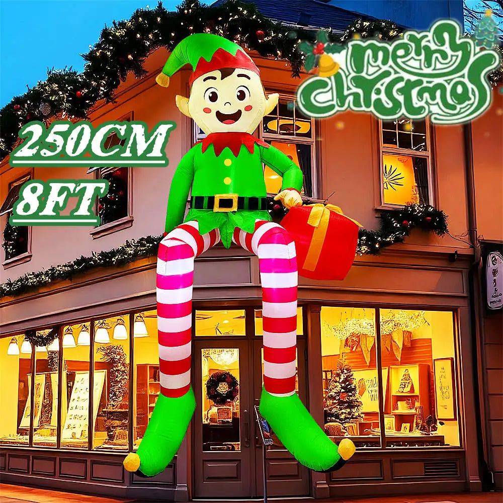 Inflatable Climbing Santa & Elf Christmas Decoration