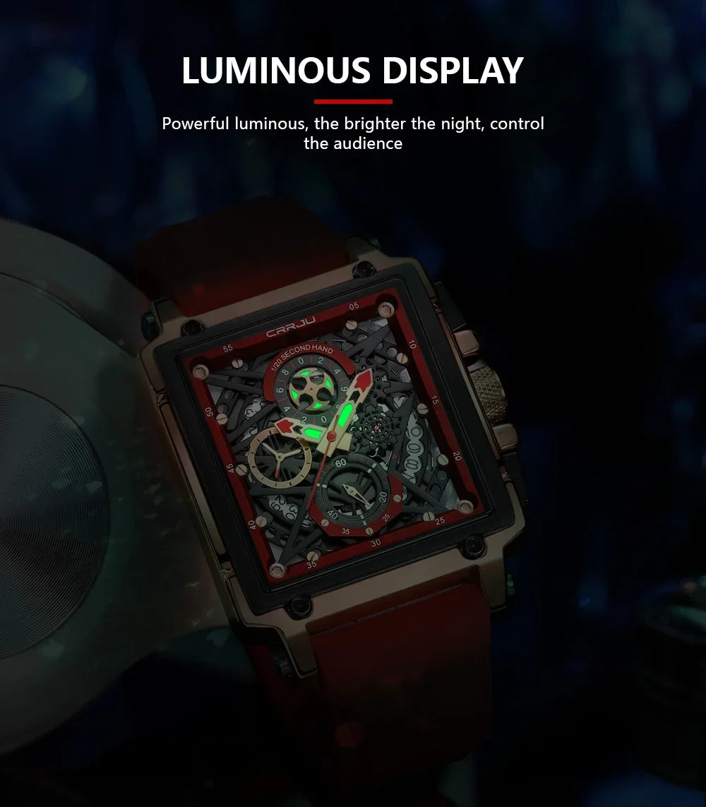Men’s Sport Chronograph Watch – Square Quartz Design & Silicone Strap