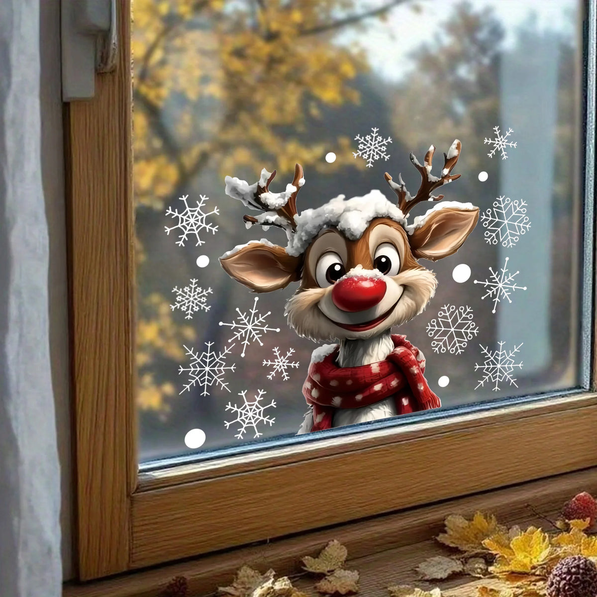 Snowflake & Reindeer Christmas Window Clings