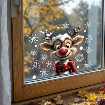 Snowflake & Reindeer Christmas Window Clings