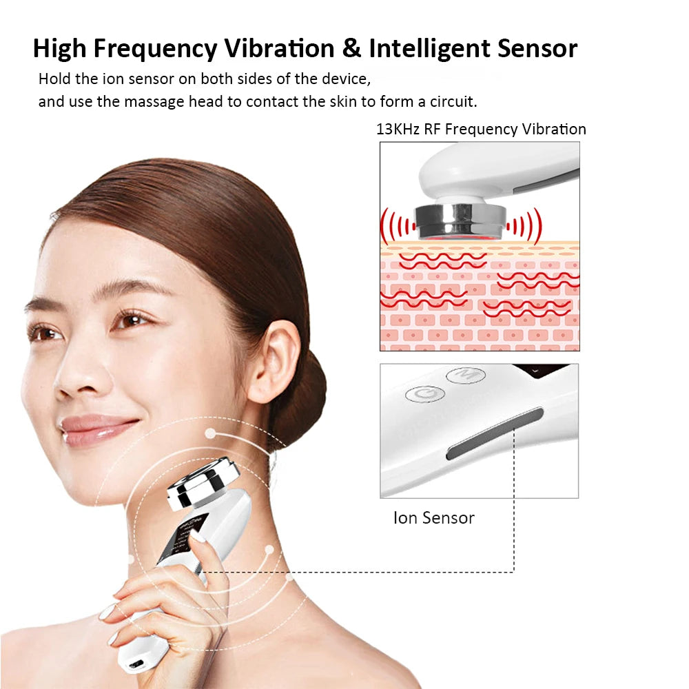Facial Massager Microcurrent Massager for Face LED Light Therapy Skin Tightenin Facial Lifting Wrinkle Reducing Beauty Device - Global Mix