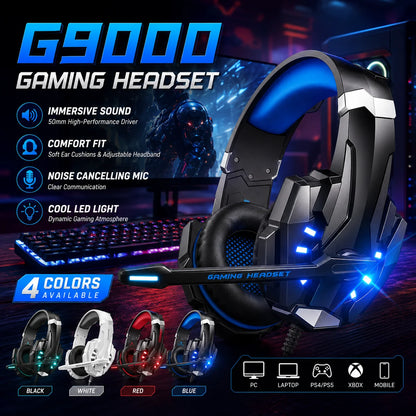 G9000 wired gaming headset with microphone and LED light